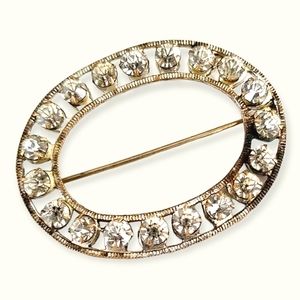 Vintage Antique 1920s Art Deco Art Nouveau Rhinestone Brooch Pin C Clasp